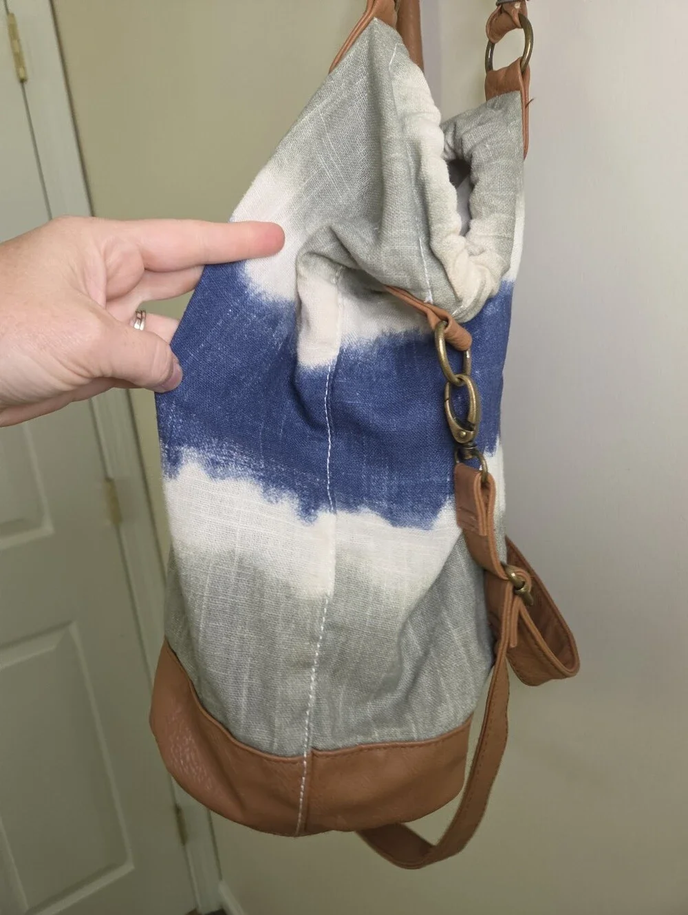Old Navy Blue Gray Tie Dye Hobo Style Bag Purse